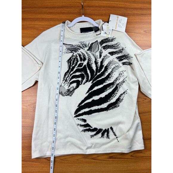Michael Simon Vintage Zebra Beaded Spun Silk Blend Sweater - Size Large - OG - Picture 8 of 9